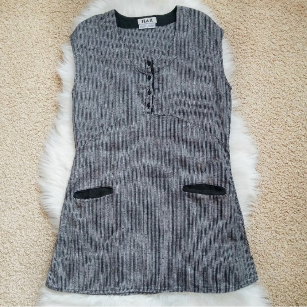 FLAX 100% Linen Tunic Dress Size S.